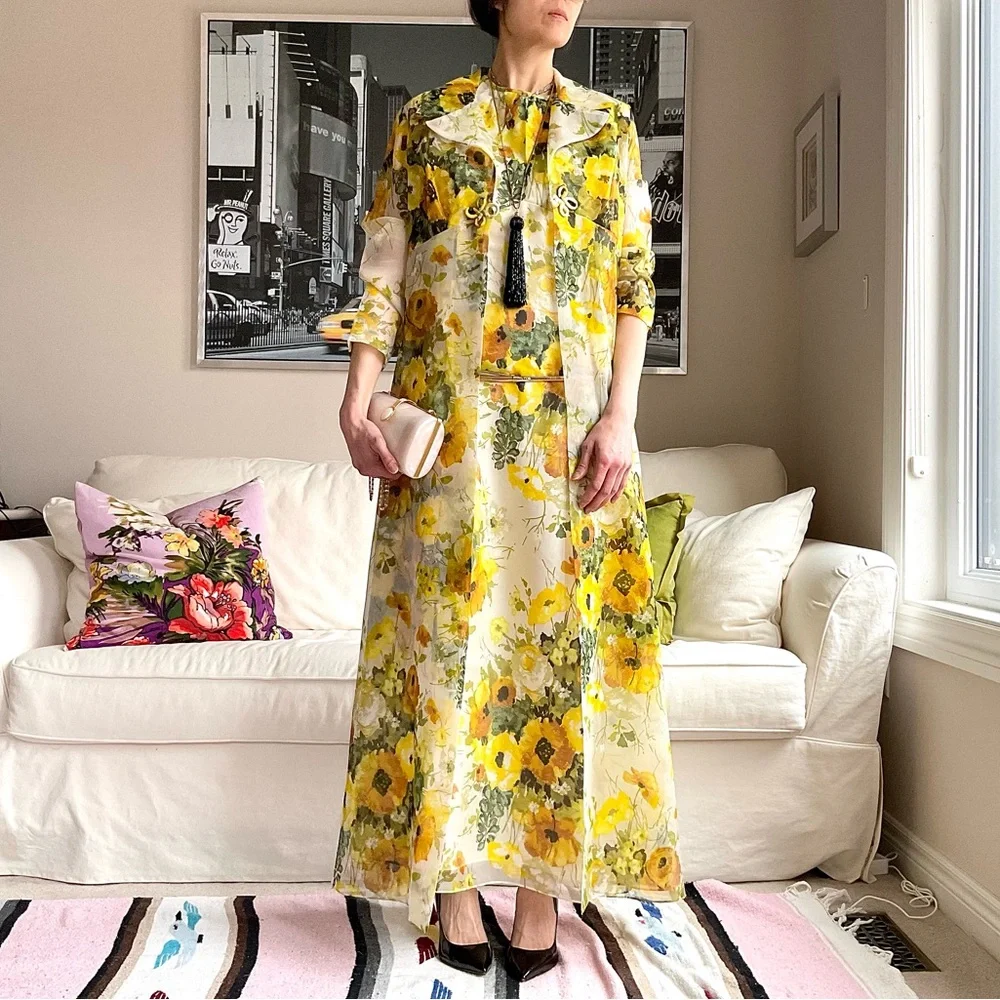 Vintage sheer floral maxi layering jacket - Picture 4 of 16